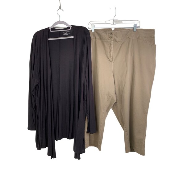 Lane Bryant Womens Black Swing Cardigan & Tan Chino Capri Pants Set 3X REE10488 - Picture 2 of 10